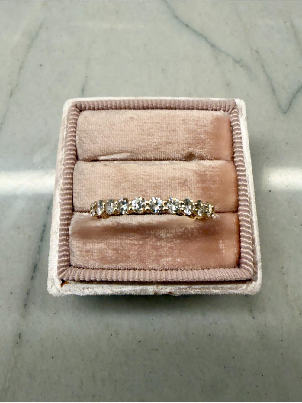 14K Yellow Gold Natural Diamond Eternity Band Size 7 Ring